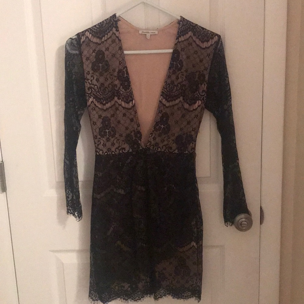Black and Nude Lace Dress